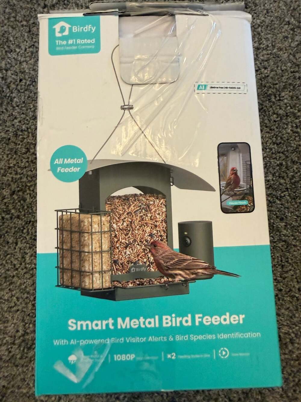 Birdfy Metal V Smart Bird Feeder with AI-Powered Bird Visitor Alerts & Bird Spec